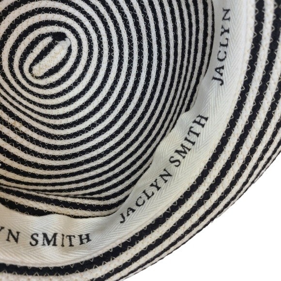 Jacyln Smith Womens Sun Beach Summer Blue Stripe Corded Floppy Hat - Picture 7 of 8